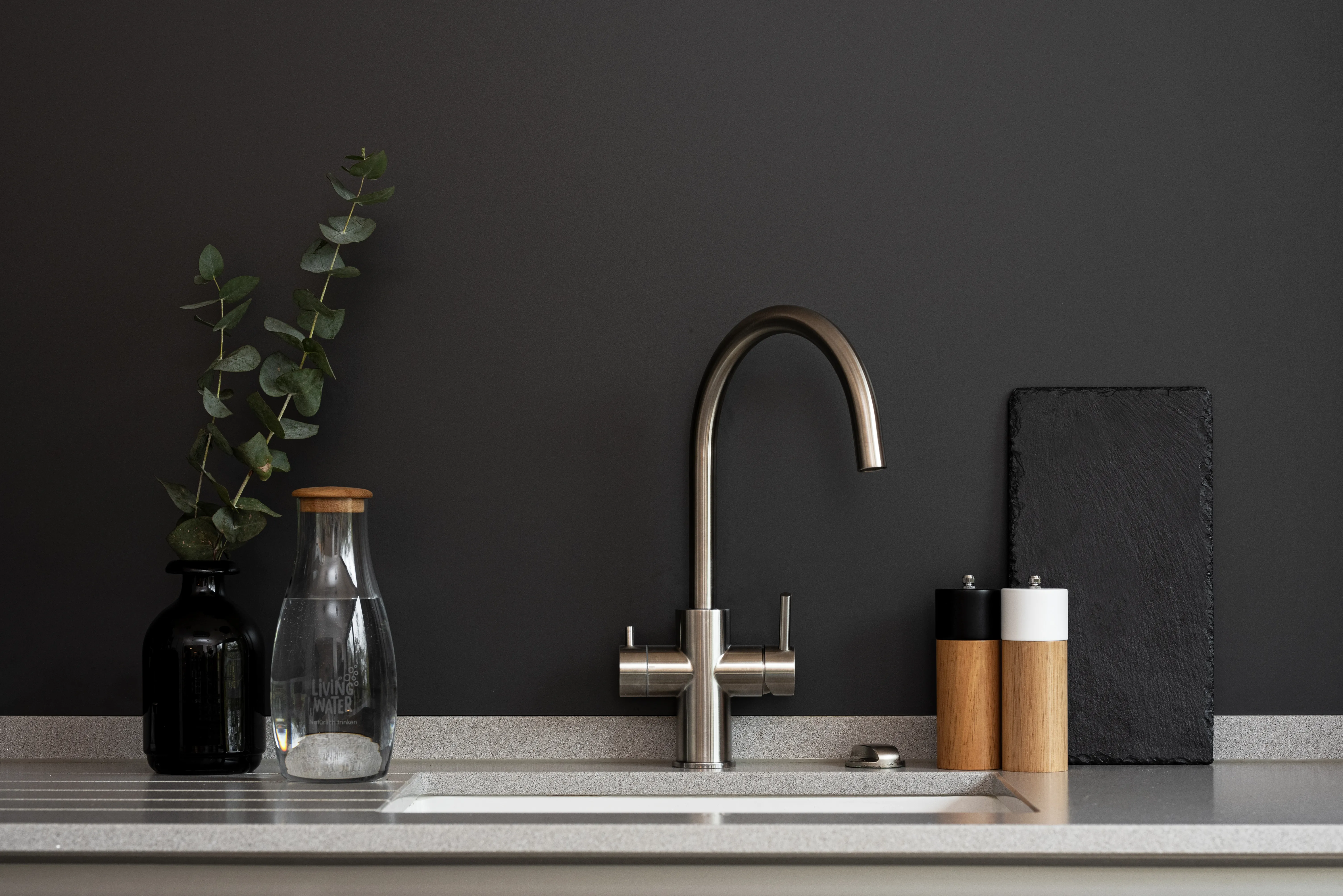 Vorschau: Living Water Sprudel Wasserhahn mit Kohlensäure und Wasserfilter, Edelstahl gebürstet C-Auslauf