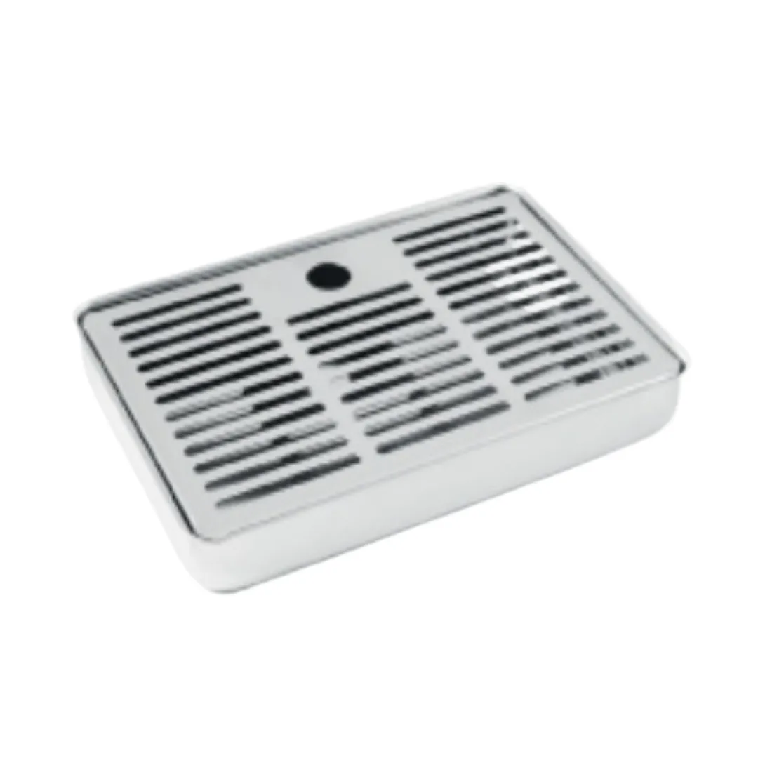 Edelstahl-Gitterablage mit Rillen für optimale Wasserabführung.