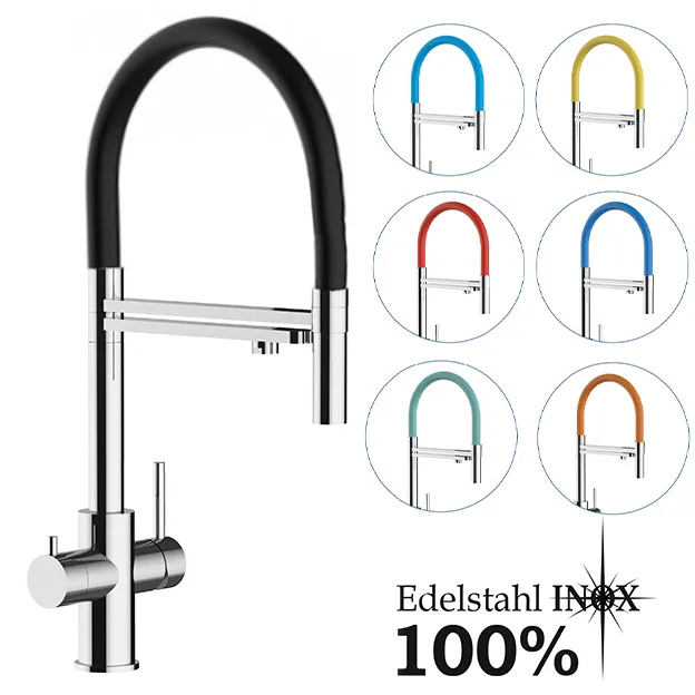 3-Wege-Edelstahl-Armatur mit Brauseauslauf