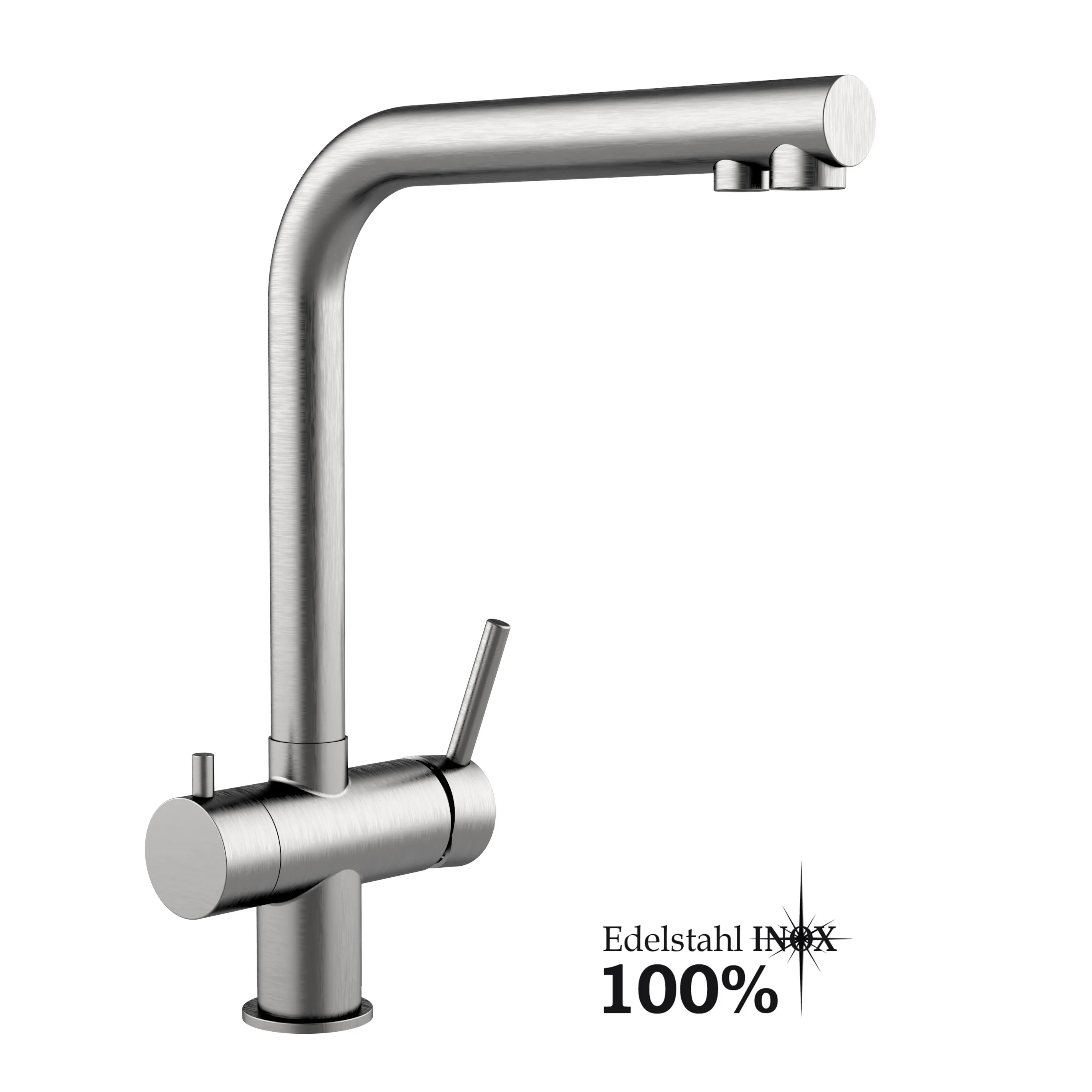 3-Wege-Edelstahl-Armatur - L-Auslauf