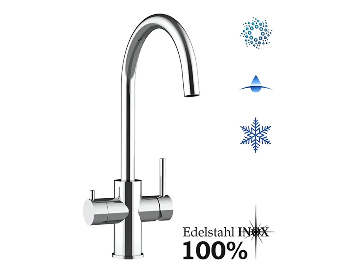 3-Wege-Edelstahl-Armatur - C-Auslauf